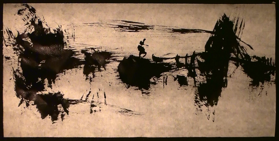 ZEN LANDSCAPE (24) sumi ink on rice paper 16x33 sm  !!
---------
 (  ,      )