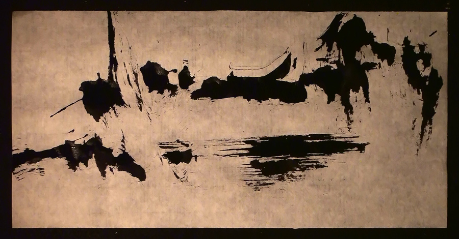 ZEN LANDSCAPE (22) sumi ink on rice paper 16x33 sm  !!
---------
 (  ,      )