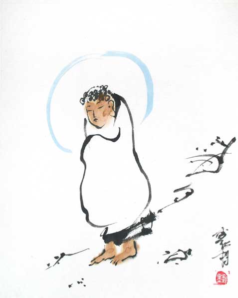 Buddha returning from a vacation
---------
 (  ,      )