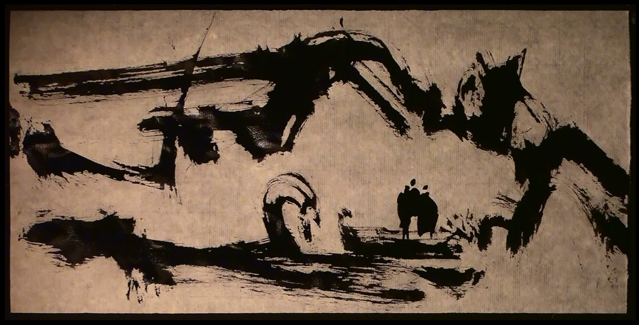 ZEN LANDSCAPE (26) sumi ink on rice paper 16x33 sm  !!
---------
 (  ,      )