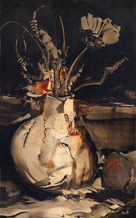 STILL LIFE WITH A DRY ROSE (oil) 38 x 61sm
---------
 (  ,      )