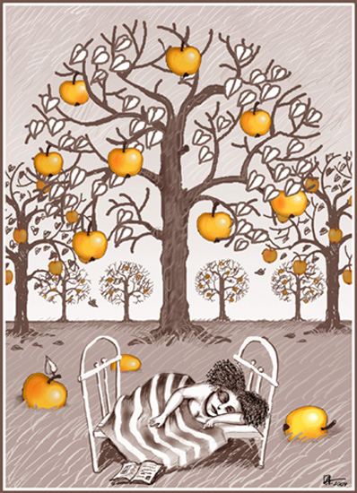 Спящая под яблонями
---------
 (кликните по изображению, чтобы открыть его в полный экран)
