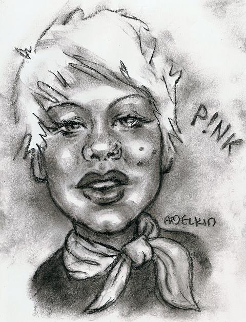 P!nk (lightning sketch, charcoal)
---------
 (  ,      )