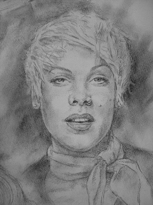 Portrait of P!nk on a canvas
---------
 (  ,      )