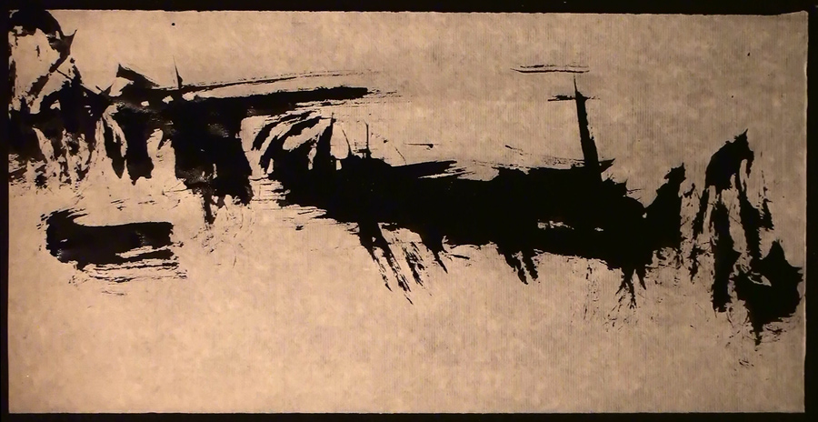 ZEN LANDSCAPE (23) sumi ink on rice paper 16x33 sm  !!
---------
 (  ,      )