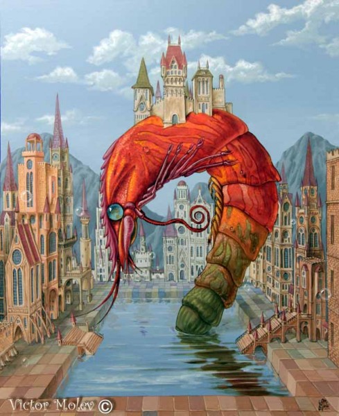 Red shrimp. 57x70cm oil. Canvas on cardboard
---------
 (  ,      )